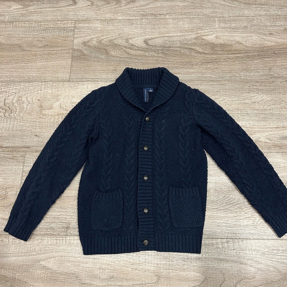 Janie and Jack  Boy Sz 6 Cardigan Knit Sweater Navy Blue